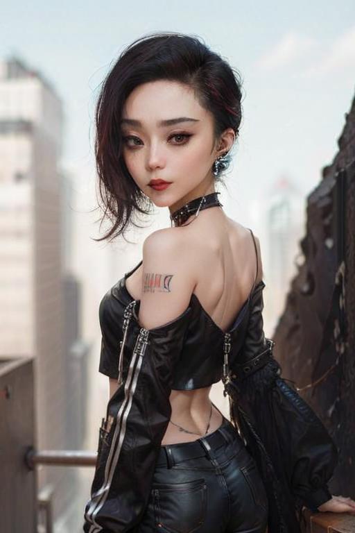 00322-4578846575-1woman, punk hairstyle, cyberpunk clothes, standing at the edge of the cliff, looking back,.png